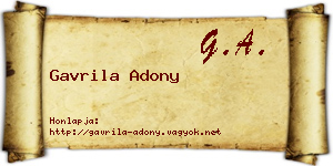 Gavrila Adony névjegykártya